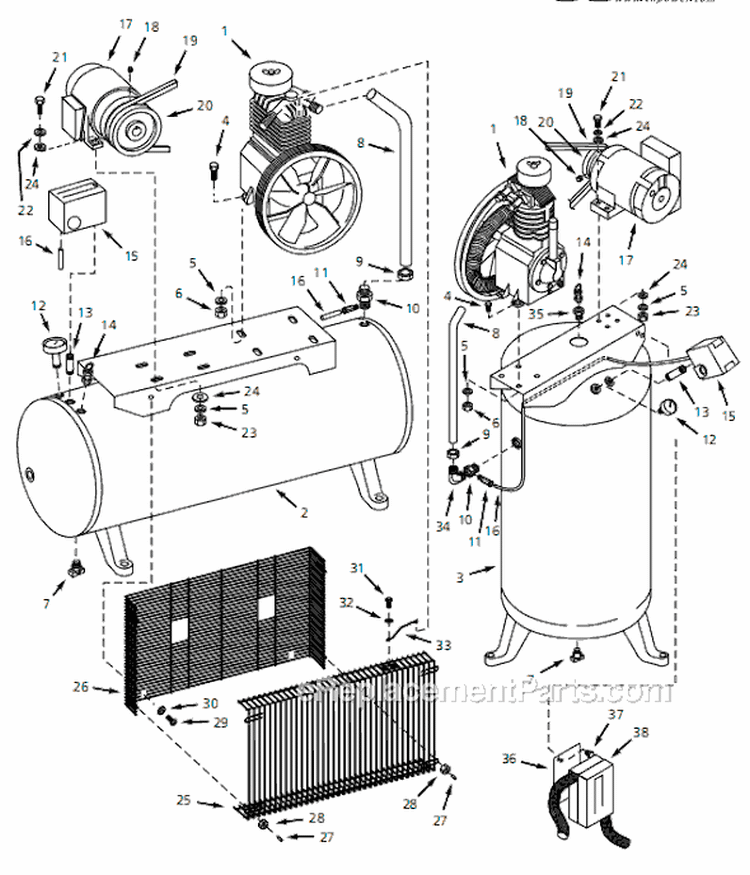 Page A Diagram and Parts List for CI071082VMS 2003 Campbell Hausfeld Compressor
